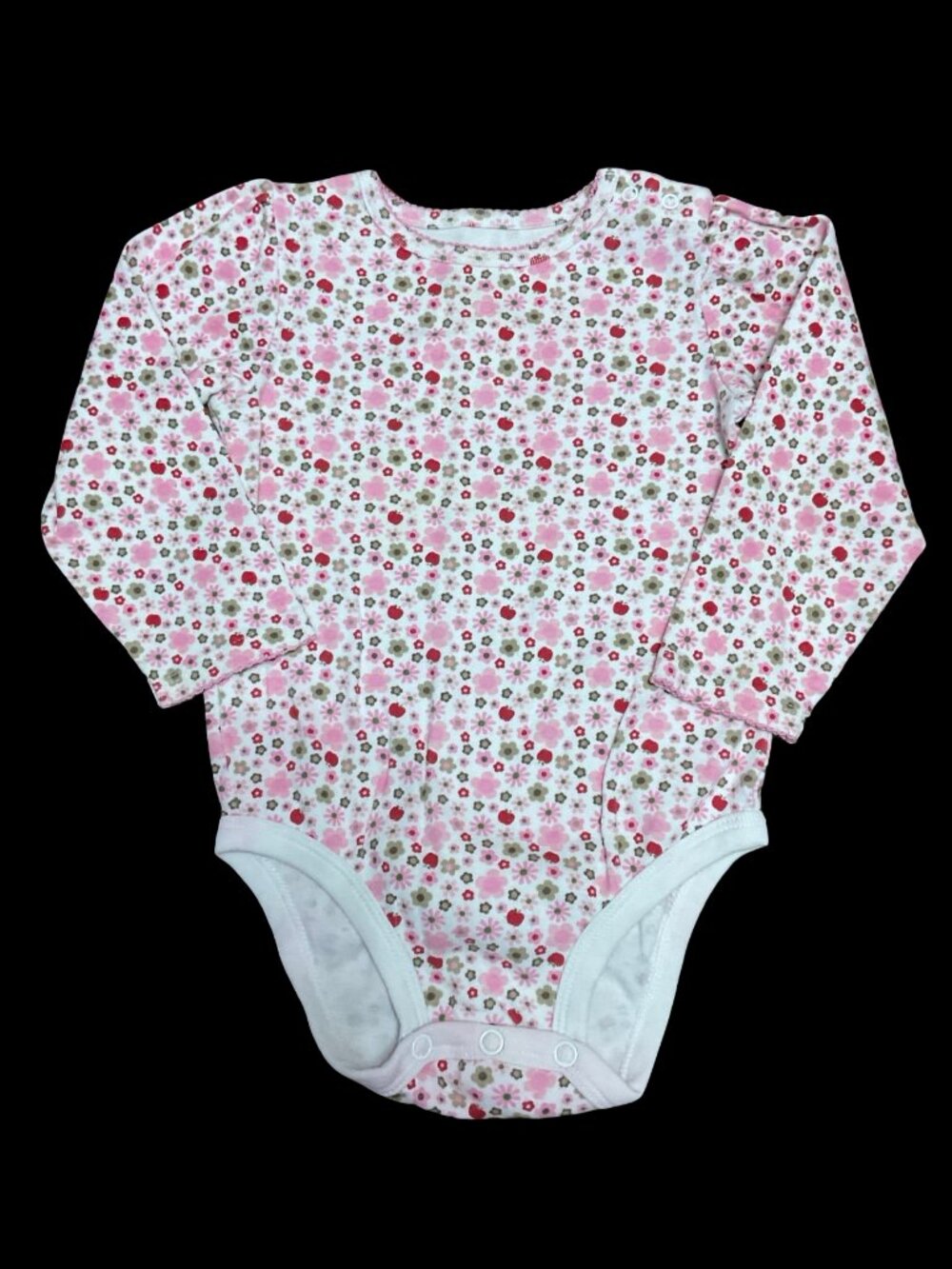 👣 5/$25 - Pink/Green Floral Print Long Sleeve Onesie